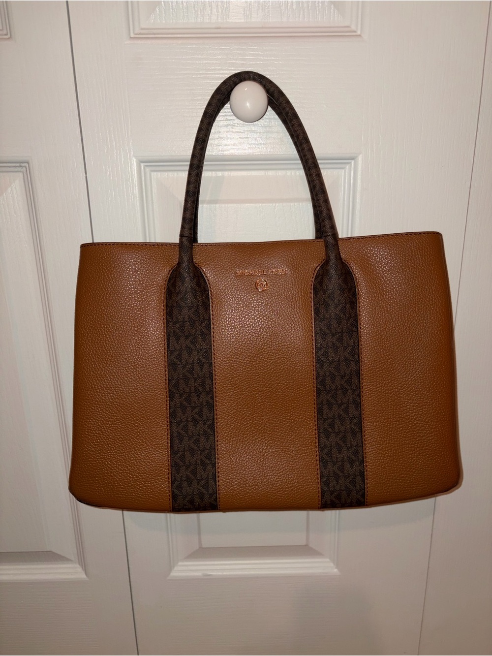 Michael Kors Brown Leather Tote with Dark Brown Trim